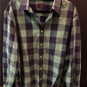 UNTUCKit Men's Navy and Mint Plaid Shirt
